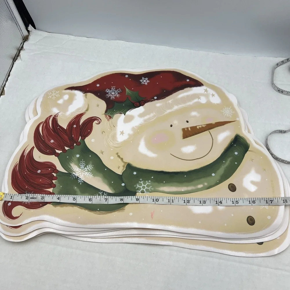 Vinyl‎ Snowman Placemats, Franco, Set of 6, Christmas,  Vintage